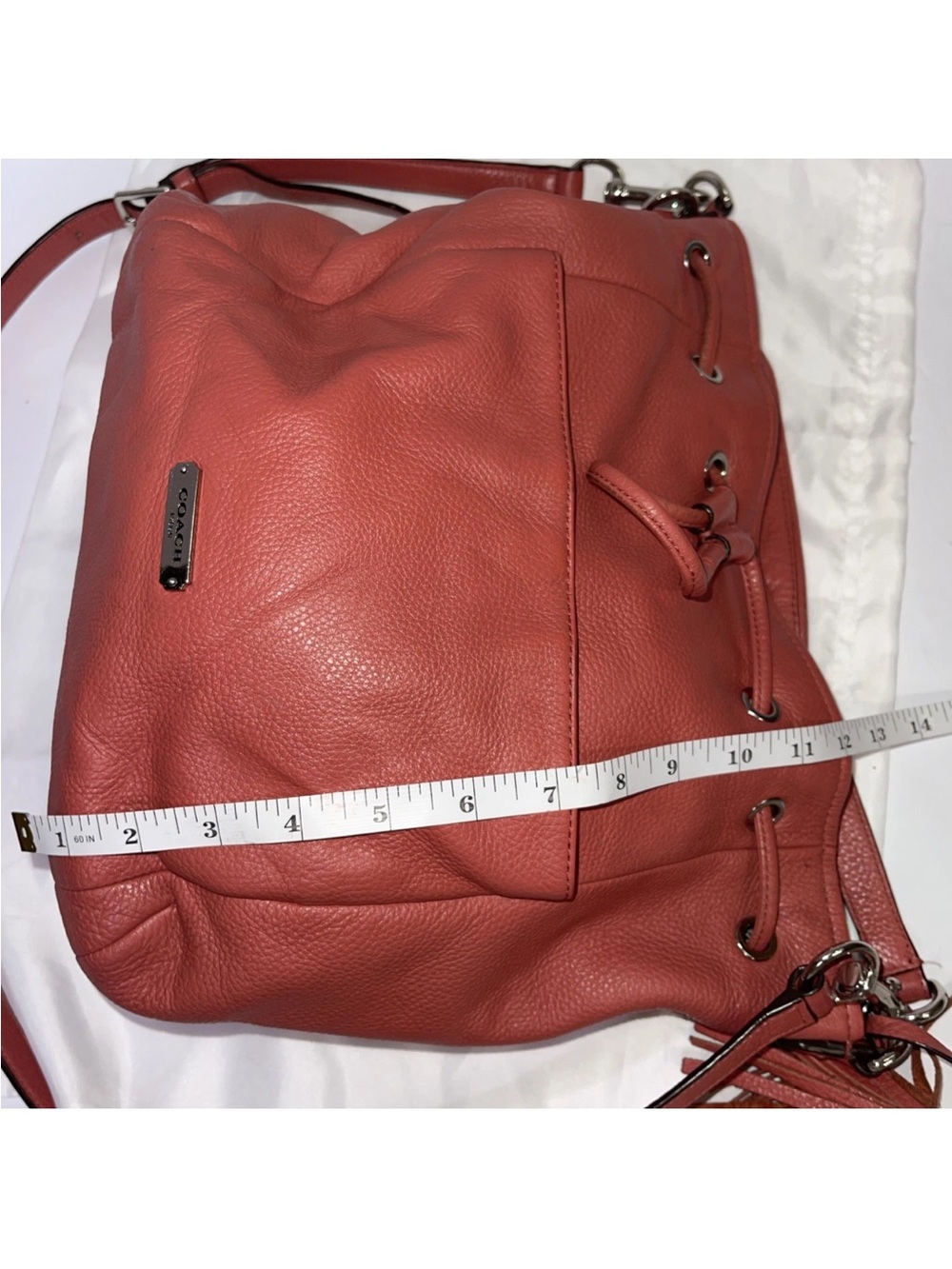 VTG Coach Avery F27003 Coral Leather Drawstring Crossbody Shoulder Bag AUTHENTIC - Picture 12 of 15